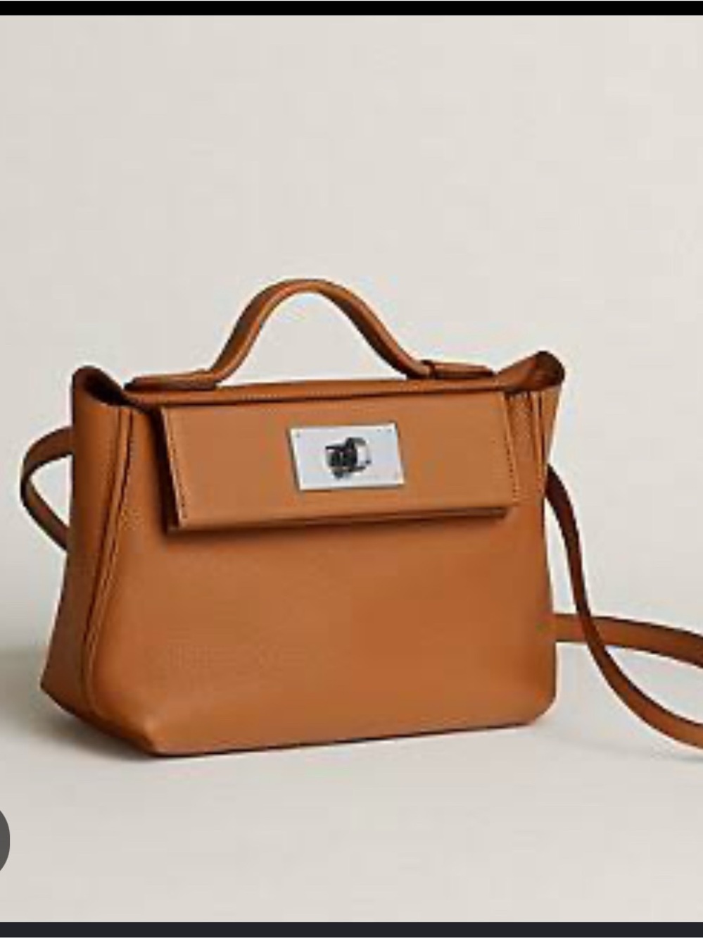 Hermes 24/24-21 Mini Top-Handle Crossbody Bag in Cognac Brown